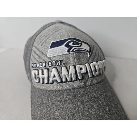 New Era Seattle Seahawks Super Bowl Champions Grey Fitted Hat Super Bowl XLVIII - Picture 3 of 15